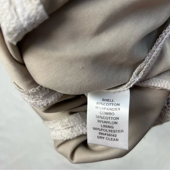 Maggy London Ivory Lace and Tan Bodycon Dress size 8 - Picture 5 of 7